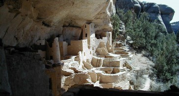 View of the famous Mesa Verde archaeological site.